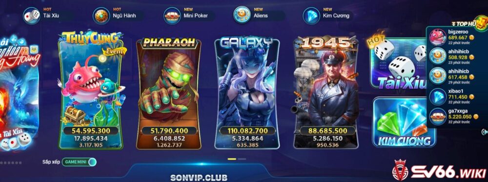 Cổng game SonVip Vin có trò chơi gì hấp dẫn?